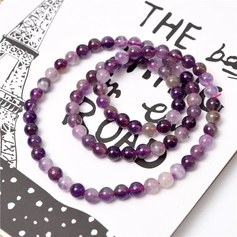 Red Purple Auralite 23 Cacoxenite Beads Bracelet 6mm Women Men AAAAA