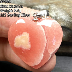 Natural Red Rhodochrosite Heart Pendant Love Gift Lucky Crystal