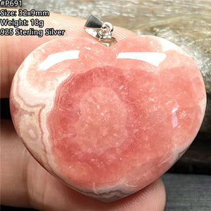 Natural Red Rhodochrosite Heart Pendant Love Gift Lucky Crystal