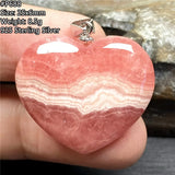 Natural Red Rhodochrosite Heart Pendant Love Gift Lucky Crystal