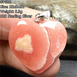 Natural Red Rhodochrosite Heart Pendant Love Gift Lucky Crystal