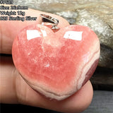 Natural Red Rhodochrosite Heart Pendant Love Gift Lucky Crystal