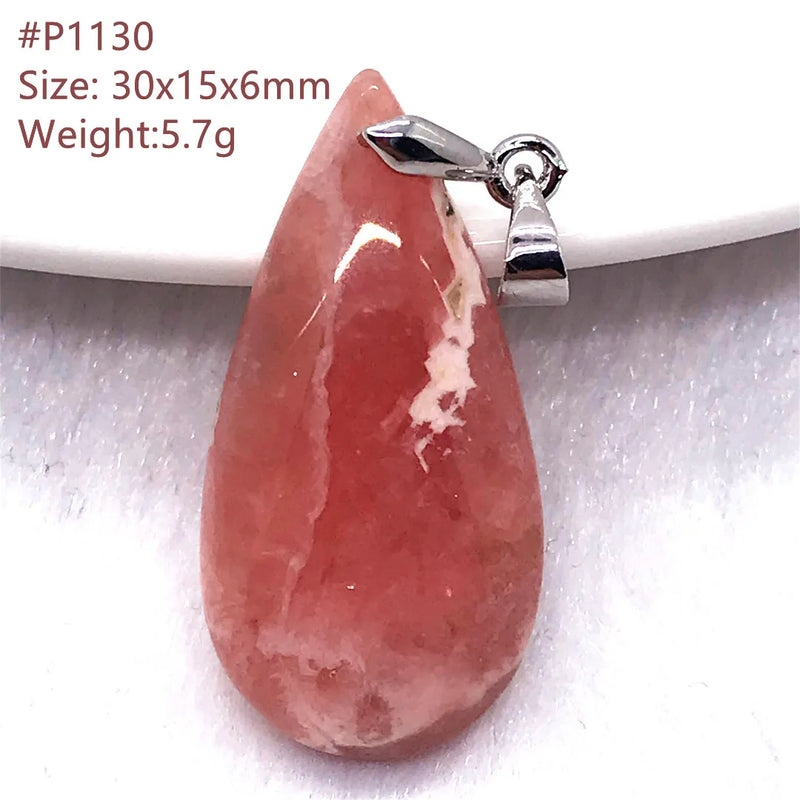 Red Rhodochrosite Necklace Pendant Silver Beads