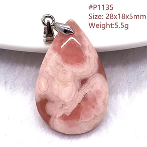 Red Rhodochrosite Necklace Pendant Silver Beads