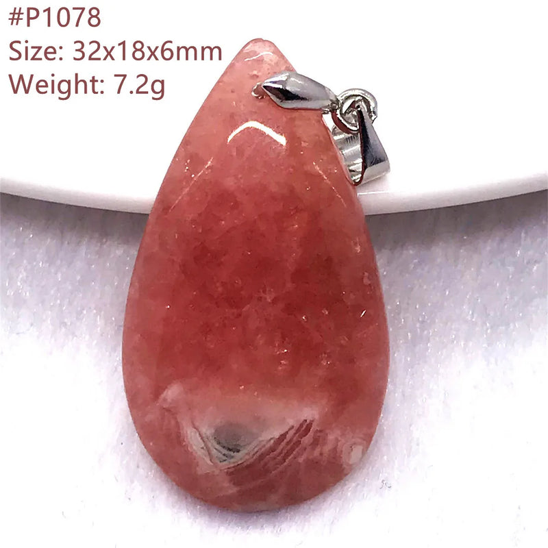 Red Rhodochrosite Pendant Healing Crystal Beads Silver Stone AAAAA