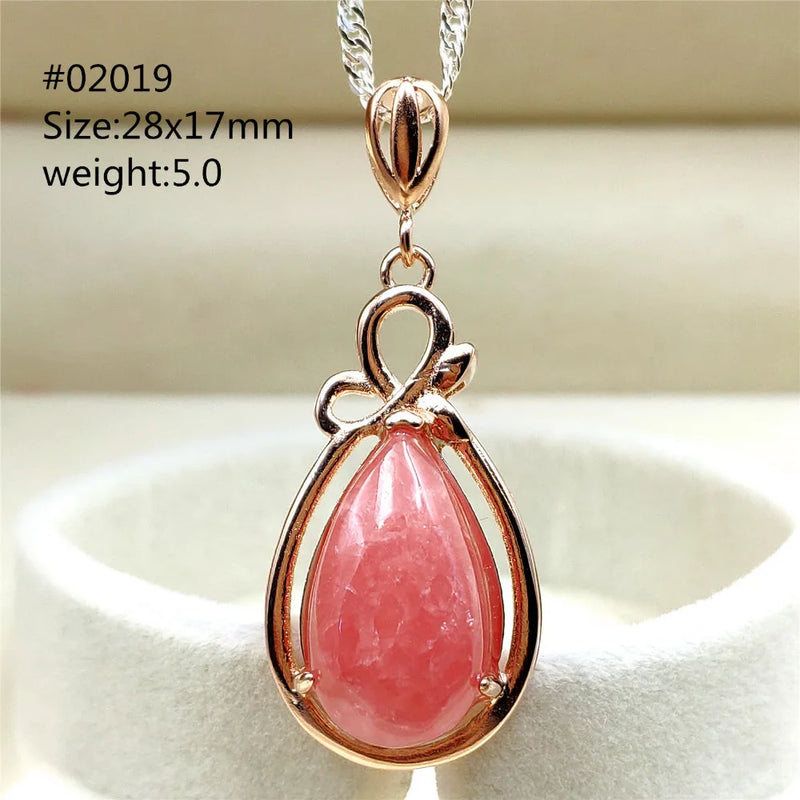 Red Rhodochrosite Pendant Necklace 925 Silver