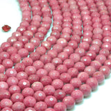 Red Rhodonite Faceted Round Loose Beads Gemstone for Bracelet DIY