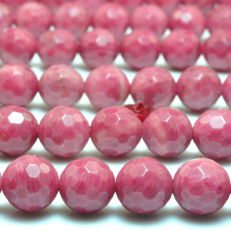 Red Rhodonite Faceted Round Loose Beads Gemstone for Bracelet DIY