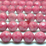 Red Rhodonite Faceted Round Loose Beads Gemstone for Bracelet DIY