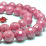 Red Rhodonite Faceted Round Loose Beads Gemstone for Bracelet DIY