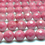 Red Rhodonite Faceted Round Loose Beads Gemstone for Bracelet DIY