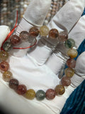 Red Rutilated Quartz Crystal Bracelet Seed Beads Strand