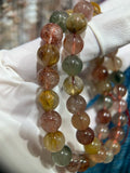 Red Rutilated Quartz Crystal Bracelet Seed Beads Strand