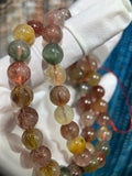 Red Rutilated Quartz Crystal Bracelet Seed Beads Strand