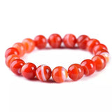 Red Silk Agate Round Beads Ring Bracelet for Women