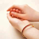 Natural Red Spinel Bead Hand Weave DIY Lucky Bracelets For Women