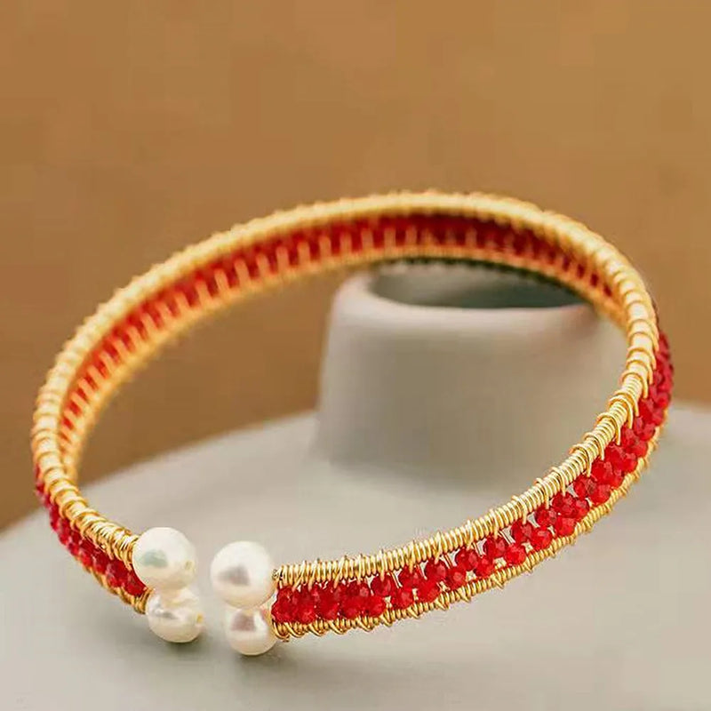 Natural Red Spinel Bead Hand Weave DIY Lucky Bracelets For Women