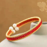 Natural Red Spinel Bead Hand Weave DIY Lucky Bracelets For Women