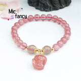 Natural Red Strawberry Crystal Pigeon Blood Fox Bracelet