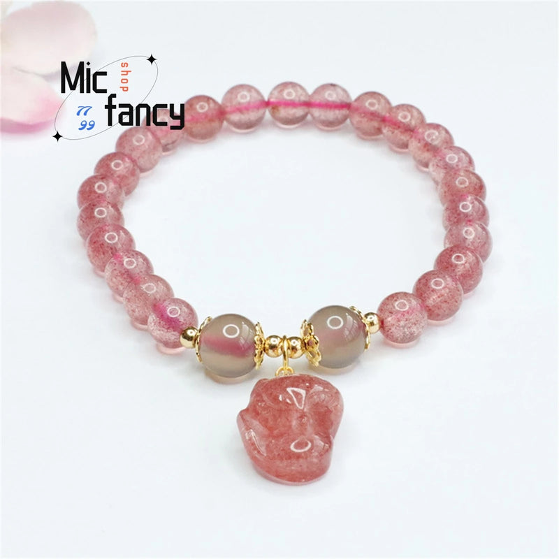 Natural Red Strawberry Crystal Pigeon Blood Fox Bracelet