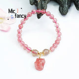 Natural Red Strawberry Crystal Pigeon Blood Fox Bracelet