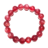Red Strawberry Quartz Bracelet Clear Beads Crystal Star Light 8-13mm
