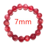 Red Strawberry Quartz Bracelet Clear Beads Crystal Star Light 8-13mm