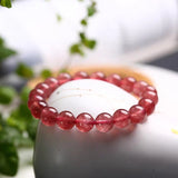 Red Strawberry Quartz Round Beads Bracelet 8mm-11mm