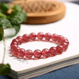 Red Strawberry Quartz Round Beads Bracelet 8mm-11mm