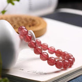 Red Strawberry Quartz Round Beads Bracelet 8mm-11mm