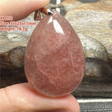 Strawberry Quartz Pendant Healing Luck Love Gift Crystal Silver Jewelry