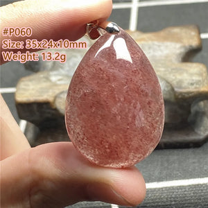 Strawberry Quartz Pendant Healing Luck Love Gift Crystal Silver Jewelry