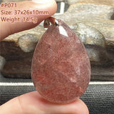 Strawberry Quartz Pendant Healing Luck Love Gift Crystal Silver Jewelry