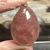 Strawberry Quartz Pendant Healing Luck Love Gift Crystal Silver Jewelry