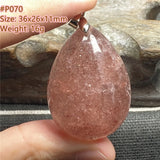 Strawberry Quartz Pendant Healing Luck Love Gift Crystal Silver Jewelry