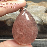 Strawberry Quartz Pendant Healing Luck Love Gift Crystal Silver Jewelry