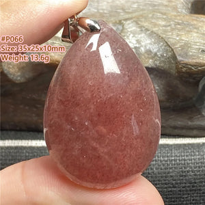 Strawberry Quartz Pendant Healing Luck Love Gift Crystal Silver Jewelry