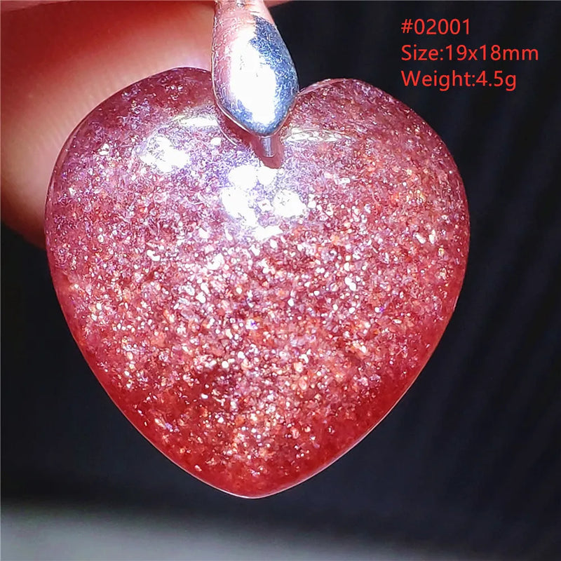 Red Strawberry Quartz Pendant Heart Clear Water Drop Women Star Light Ice