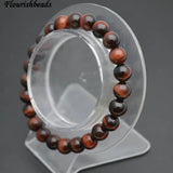 Red Tiger Eye 8mm Stone Round Beads Bracelet