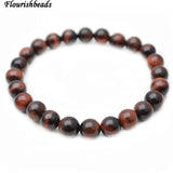 Red Tiger Eye 8mm Stone Round Beads Bracelet