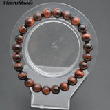 Red Tiger Eye 8mm Stone Round Beads Bracelet