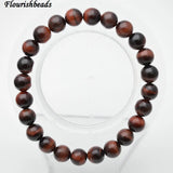 Red Tiger Eye 8mm Stone Round Beads Bracelet