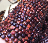 Red Tiger Eye Cube Beads for Jewelry Making Square Shape Quartz