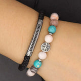 Red Tiger Eye Tree of Life Bead Bracelet with Stainless Steel Charms