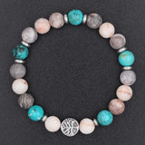 Red Tiger Eye Tree of Life Bead Bracelet with Stainless Steel Charms