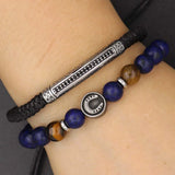 Red Tiger Eye Tree of Life Bead Bracelet with Stainless Steel Charms