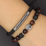 Red Tiger Eye Tree of Life Bead Bracelet with Stainless Steel Charms
