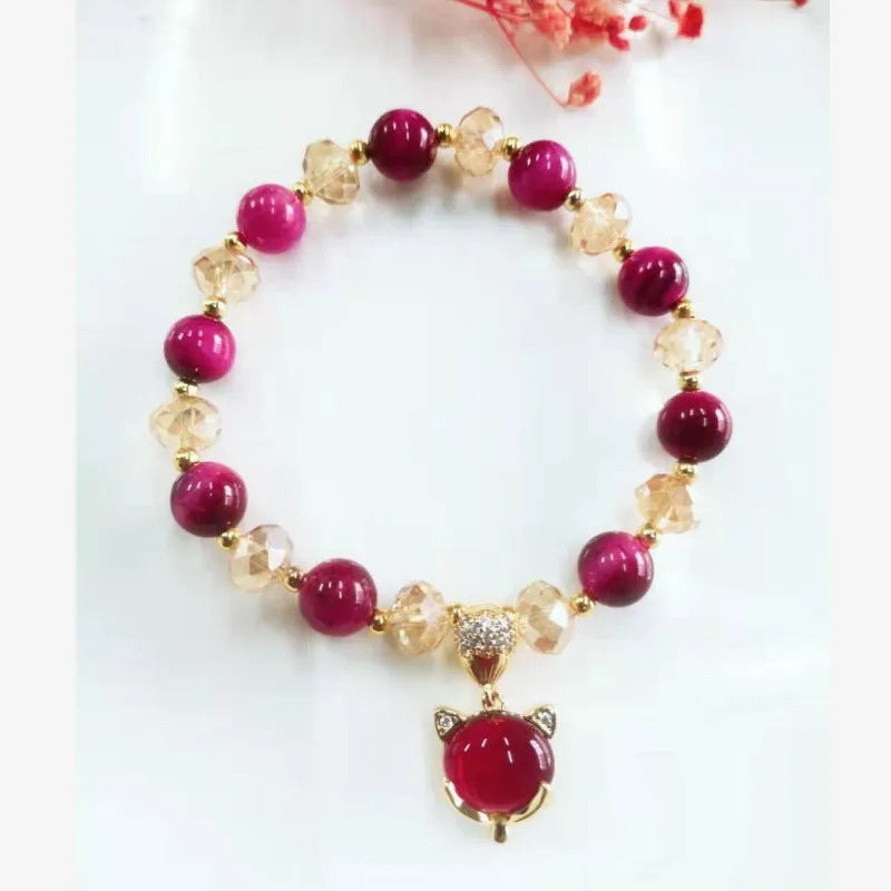 Red Tiger Eye Gemstone Bracelet Fashion Jewelry
