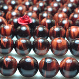 Natural Red Tiger's Eye AA Smooth Round Loose Beads Gemstone Bracelet
