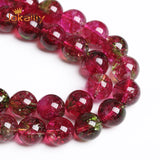 Red Watermelon Crystal Quartz Beads Green Stone Round Loose Beads